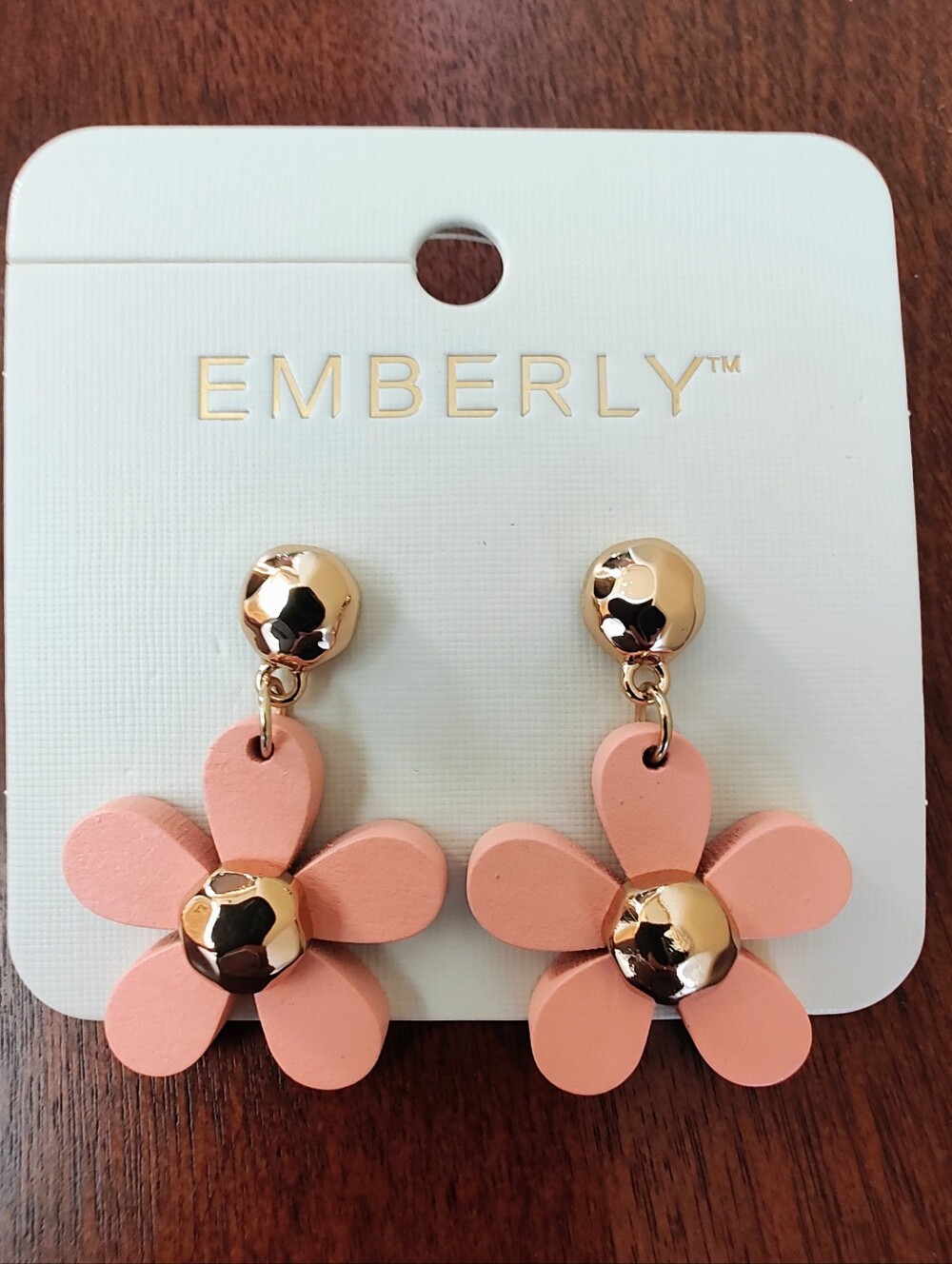Emberly Pink Flower Drop Earrings